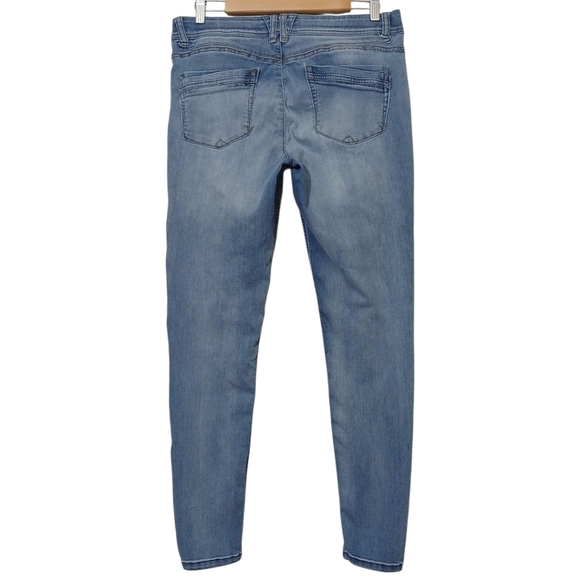 Democracy Ab Solution Jeans Skinny Blue Light Wash Distressed Stretch Denim - Picture 4 of 9